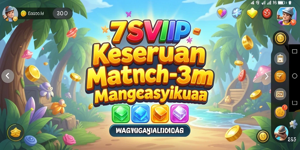 Tangkapan layar 7SVIP menampilkan gameplay Match-3 yang menantang dan berwarna-warni.