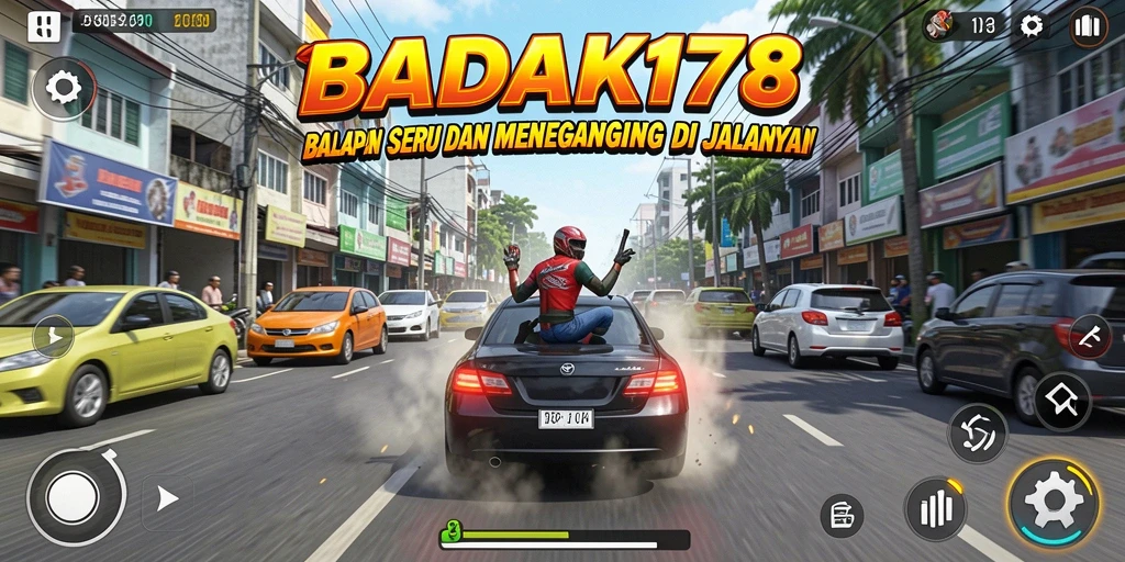 Tampilan gameplay BADAK178 yang menegangkan di lintasan balap.