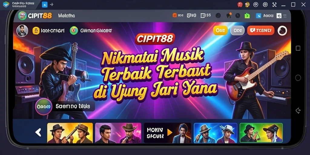 Tampilan gameplay seru dengan berbagai pilihan lagu terbaik.