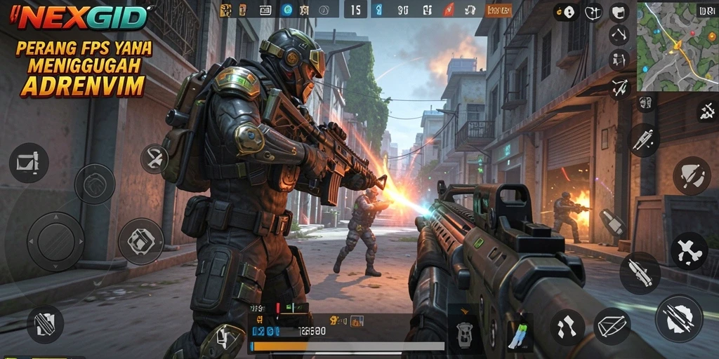 Tampilan gameplay NEXGID yang intens dan mendebarkan.