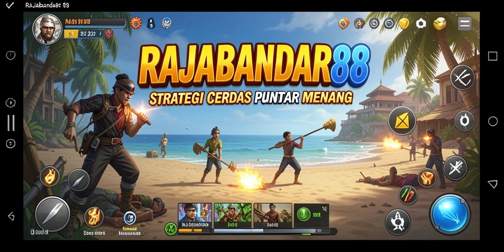 Screenshot utama RAJABANDAR88 menampilkan gameplay strategi yang intens.